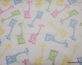 Flannel Fabric - Pastel Giraffes with Dots - By the yard - 100% Cotton Flannel