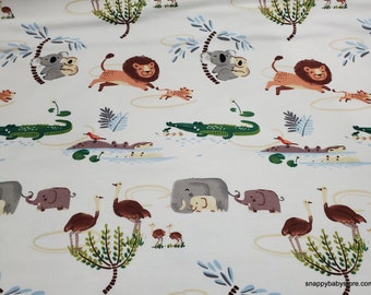 Flannel Fabric - Watercolor Jungle Main Animals - By the yard - 100% Cotton Flannel