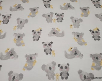 Flannel Fabric - Bear Family Cream - By the yard - 100% Cotton Flannel