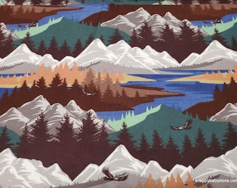 Remnant Flannel Fabric - Mountain Landscape - Choose your Size - 100% Cotton Flannel