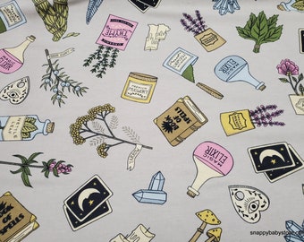 Flannel Fabric - Tossed Magic Icons and Potions - By the yard - 100% Cotton Flannel