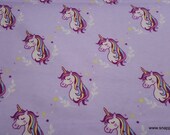 Flannel Fabric - Unicorns Lavender - By the yard - 100% Cotton Flannel