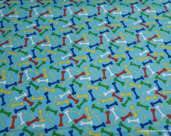 Flannel Fabric - Bright Bones - By the yard - 100% Cotton Flannel