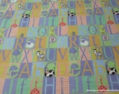 Flannel Fabric - Alphabet in Squares - By the yard - 100% Cotton Flannel