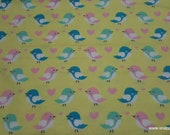 Flannel Fabric - Birds on Yellow - By the yard - 100% Cotton Flannel