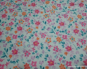 Flannel Fabric - Coral Blue Floral Mix - By the yard - 100% Cotton Flannel