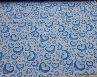 Premium Flannel Fabric - Gradient Hearts Blue Premium - By the yard - 100% Cotton Flannel