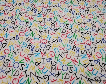 Premium Flannel Fabric - Alphabet Soup White Premium - By the yard - 100% Cotton Flannel