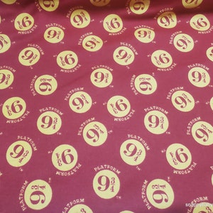 Character Flannel Fabric - Harry Potter Platform 9 & 3/4 Red - By the yard - 100% Cotton Flannel