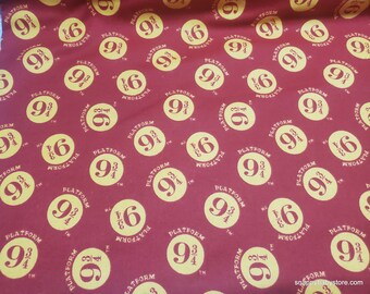 Character Flannel Fabric - Harry Potter Platform 9 & 3/4 Red - By the yard - 100% Cotton Flannel