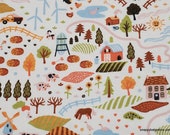 Flannel Fabric - Farm Land - By the yard - 100% Cotton Flannel