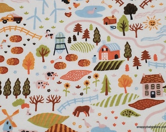 Flannel Fabric - Farm Land - By the yard - 100% Cotton Flannel