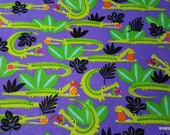 Flannel Fabric - Hungry Alligators - By the yard - 100% Cotton Flannel