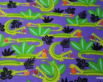 Flannel Fabric - Hungry Alligators - By the yard - 100% Cotton Flannel