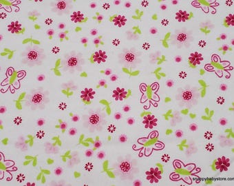 Remnant Flannel Fabric - Ditzy Butterflies - Choose your Size - 100% Cotton Flannel