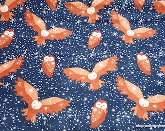 Flannel Fabric - Owls in the Night - By the yard - 100% Cotton Flannel