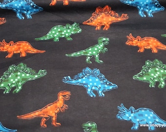 Flannel Fabric - Digital Dinos on Black - By the yard - 100% Cotton Flannel