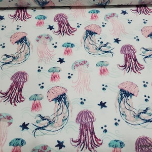 Flannel Fabric - Endless Summer Jellyfish - By the yard - 100% Cotton Flannel