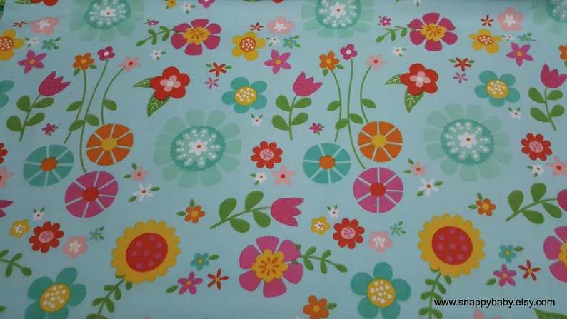 Flannel Fabric Bloom Where You're Planted Main Aqua By the yard 100% Cotton Flannel image 1