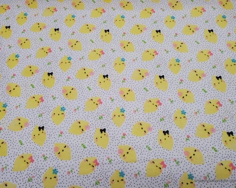 Flannel Fabric - Zest Friends White - By the yard - 100% Cotton Flannel