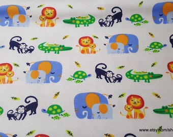 Flannel Fabric - Bright Jungle 2 By 2 - By the yard - 100% Cotton Flannel