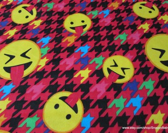 Flannel Fabric - Emoticon Houndstooth - By the yard - 100% Cotton Flannel