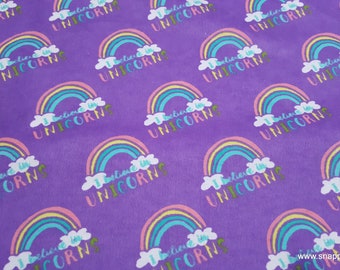 Flannel Fabric - I Believe in Unicorns Purple - By the yard - 100% Cotton Flannel