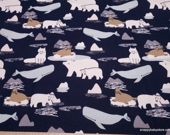 Flannel Fabric - Arctic Animals Navy - By the yard - 100% Cotton Flannel