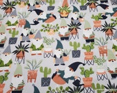 Flannel Fabric - Gnomes and Plants - By the yard - 100% Cotton Flannel