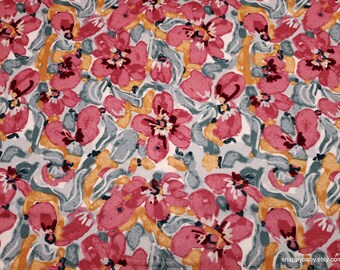 Luxe Flannel Fabric - Bloomsbury Painted Floral Luxe - By the yard - 70% Rayon, 30 Cotton Luxe Flannel Fabric
