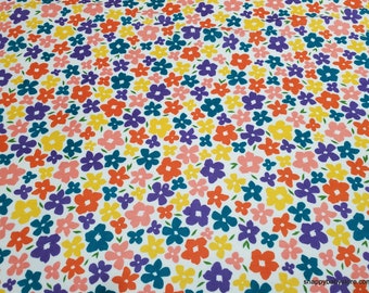 Flannel Fabric - Bright Floral Packed - By the yard - 100% Cotton Flannel