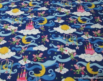 Flannel Fabric - Elves and Castles - By the yard - 100% Cotton Flannel