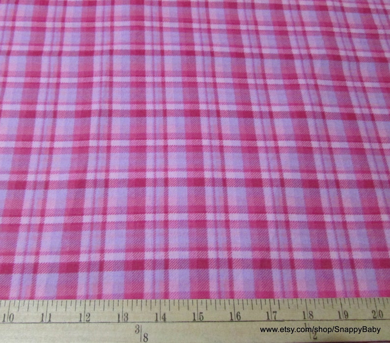 Flannel Fabric Pink with Lavender Plaid By the yard 100% | Etsy