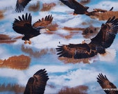 Flannel Fabric - Soaring Eagles - By the Yard - 100% Cotton Flannel