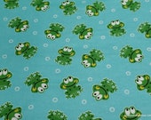 Flannel Fabric - Bubble Frog Aqua - By the yard - 100% Cotton Flannel