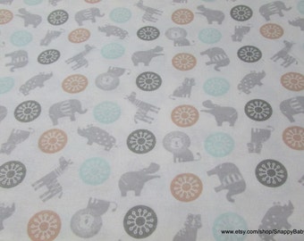 Flannel Fabric - Baby's Zoo Toss - By the yard - 100% Cotton Flannel