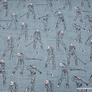 Flannel Fabric - Golf Swings - By the yard - 100% Cotton Flannel