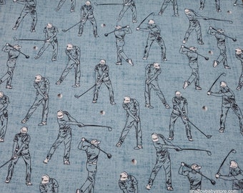 Flannel Fabric - Golf Swings - By the yard - 100% Cotton Flannel