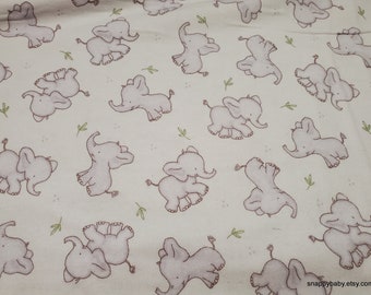 Flannel Fabric - Playful Sweet Elephants - By the yard - 100% Cotton Flannel