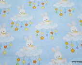 Flannel Fabric - Floppy Bunny Clouds - By the yard - 100% Cotton Flannel
