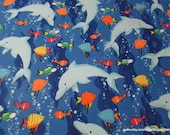 Flannel Fabric - Dolphins and Sea Friends - By the yard - 100% Cotton Flannel