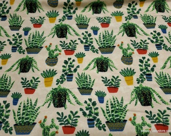 Flannel Fabric - Houseplants - By the yard - 100% Cotton Flannel