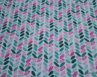 Flannel Fabric - Pink Leaves - By the yard - 100% Cotton Flannel