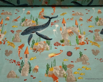 Flannel Fabric - Mermaid World - By the yard - 100% Cotton Flannel