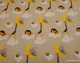 Flannel Fabric - Twinkle Twinkle Jungle Animals - By the yard - 100% Cotton Flannel