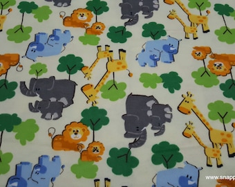 Flannel Fabric - Zoo Animals - By the yard - 100% Cotton Flannel
