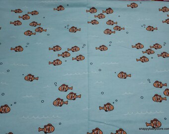 Flannel Fabric - Go Fish Clownfish - By the yard - 100% Cotton Flannel