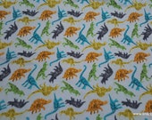 Flannel Fabric - Dinosaurs Tossed - By the yard - 100% Cotton Flannel