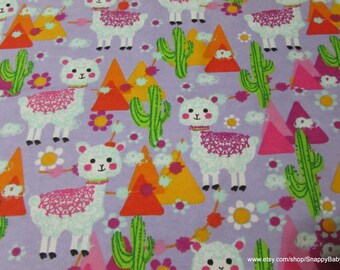 Flannel Fabric - Llama Drama - By the yard - 100% Cotton Flannel