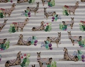 Flannel Fabric - Desert Llamas on Stripe - By the yard - 100% Cotton Flannel